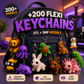 200+ Flexi Animal Keychain STL Files Bundle
